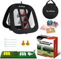 Pop-Up Golf Chipping Net Set Foldable Training Kit with 2 Hitting Mats