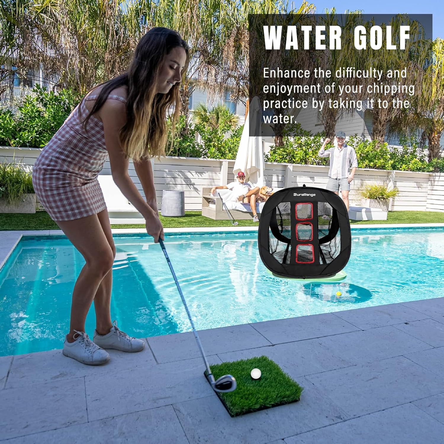 Pop-Up Golf Chipping Net Set Foldable Training Kit with 2 Hitting Mats